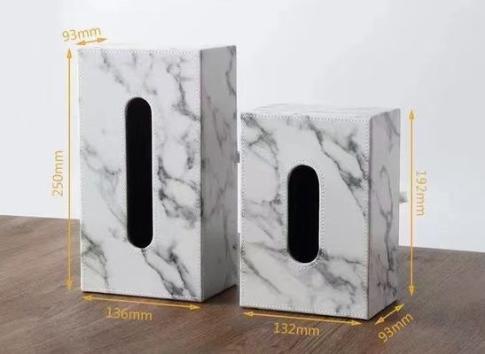 250mm Length Marble Like Leather Tissue Boxes With Print Logo