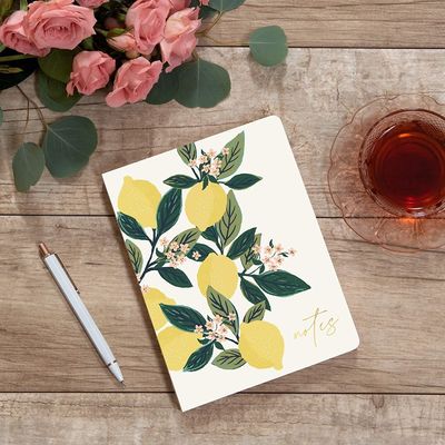 6.5 Inch Lemon Tree Hardcover Lined Notebook With Coated Paper