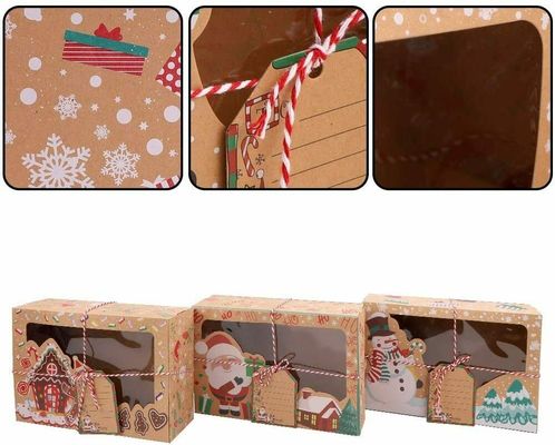 Delicate 22x15x7cm Kraft Gift Box With Window For Chirsmas Gift