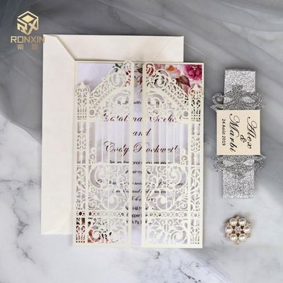 BSCI Laser Cut Wedding Cards , Wedding Reception Invitation Card European Style