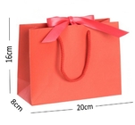 Rope Handle Ribbon Tie Printed Paper Shopping Bag For Boutique Shop