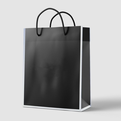 Black Printed Paper Shopping Bag With Twisted Handle Recyclable