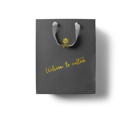 Black Printed Paper Shopping Bag With Twisted Handle Recyclable