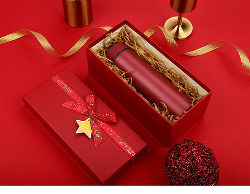 Red Pantone Paper Paperboard Gift Boxes With Ribbon Lid And Based Shape For Gift Package
