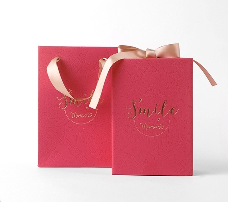 Cosmetic Package Coated Paper Foldable Box With Ribbon Hot Stamping