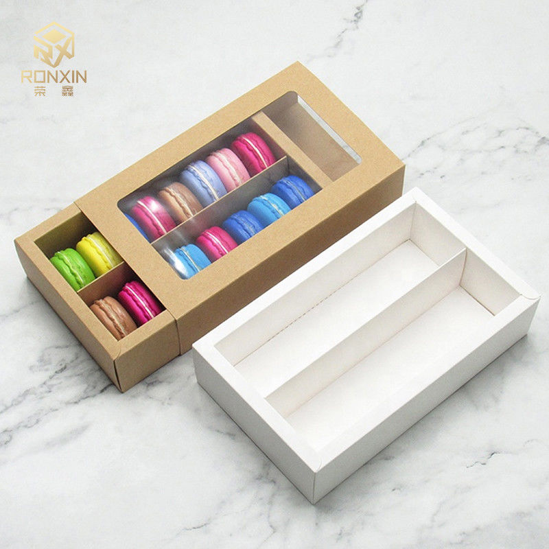 20cm Kraft Paper Macaron Gift Box Packaging Food Safe With Window